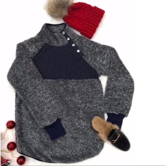 Last one!  Navy Marbled Pull Over - Picture 2 of 4